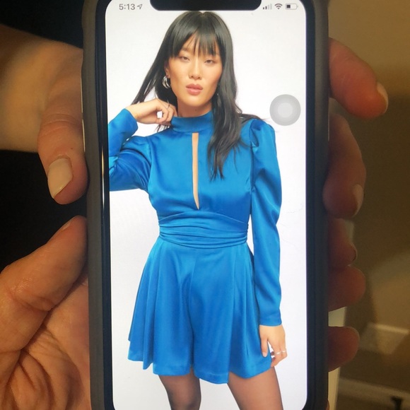 Dynamite Jodie Mock Neck Satin Short Romper - Picture 4 of 5